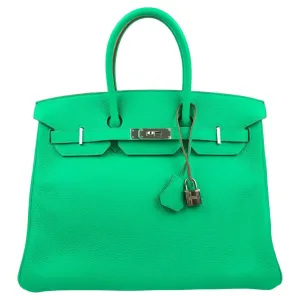 Luxurious HERMES Birkin 35 in Chic Menthe Mint Green - Premium Designer Handbag