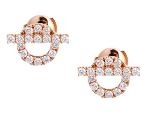 Hermès 18K Rose Gold Diamond Finesse Pierced Earrings