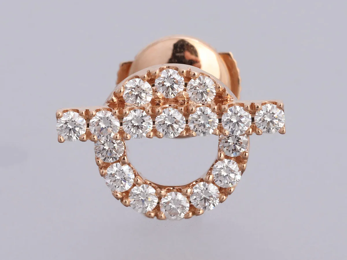 Hermès 18K Rose Gold Diamond Finesse Pierced Earrings