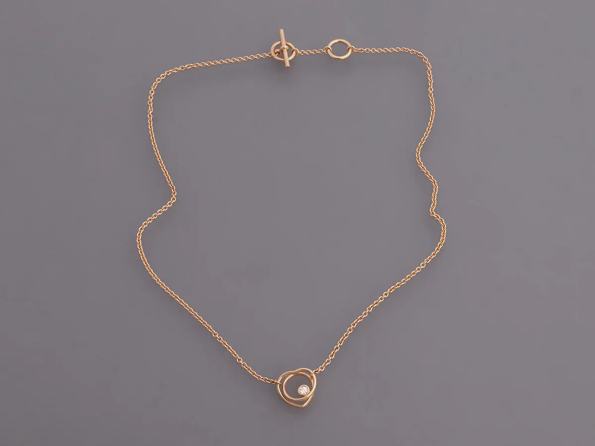 Hermès 18K Rose Gold Diamond Vertige Coeur Pendant Necklace