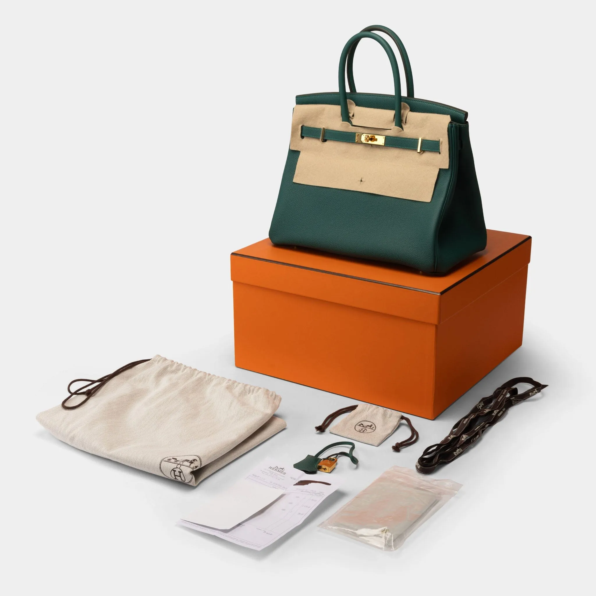 Hermès Birkin 35 Veau Togo Malachite New Full Set