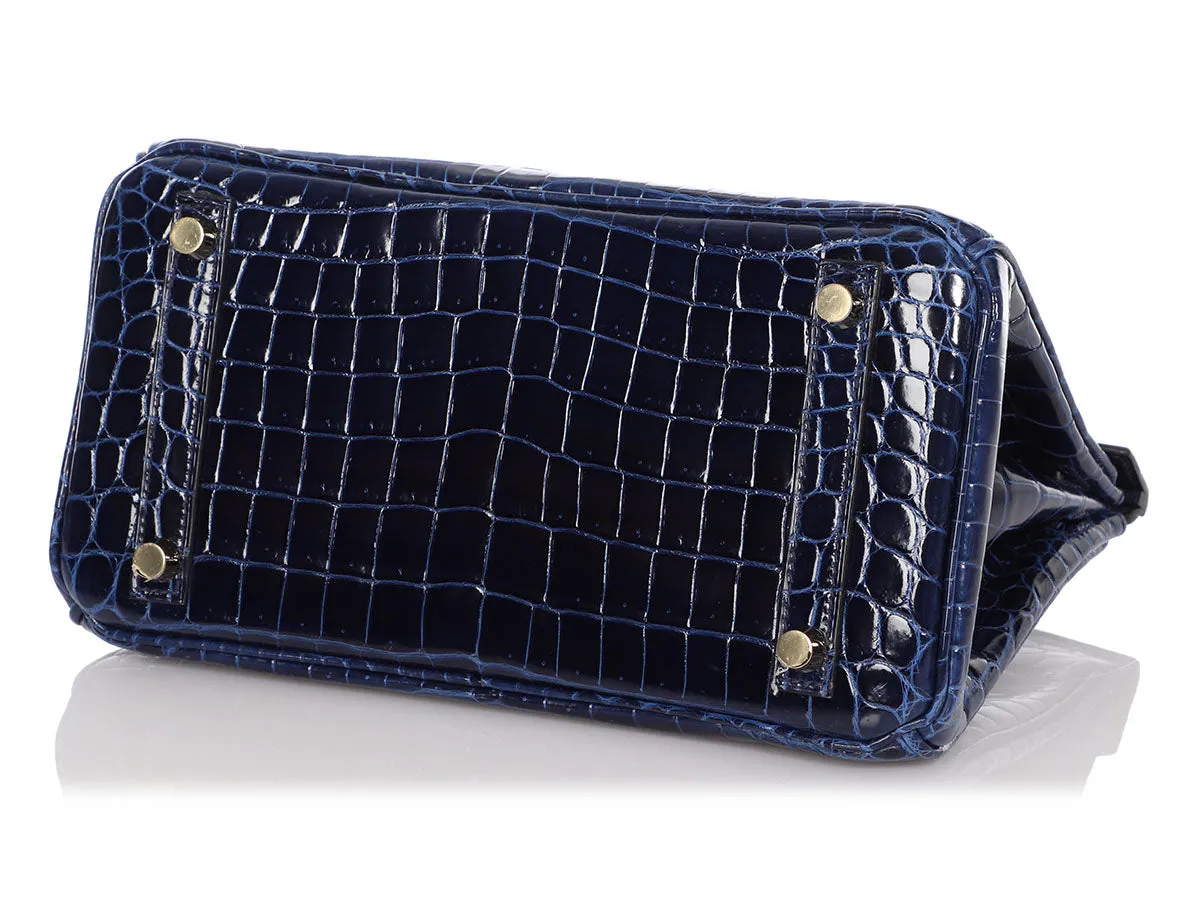 Hermès Bleu Saphir Lissé Niloticus Crocodile Birkin 25
