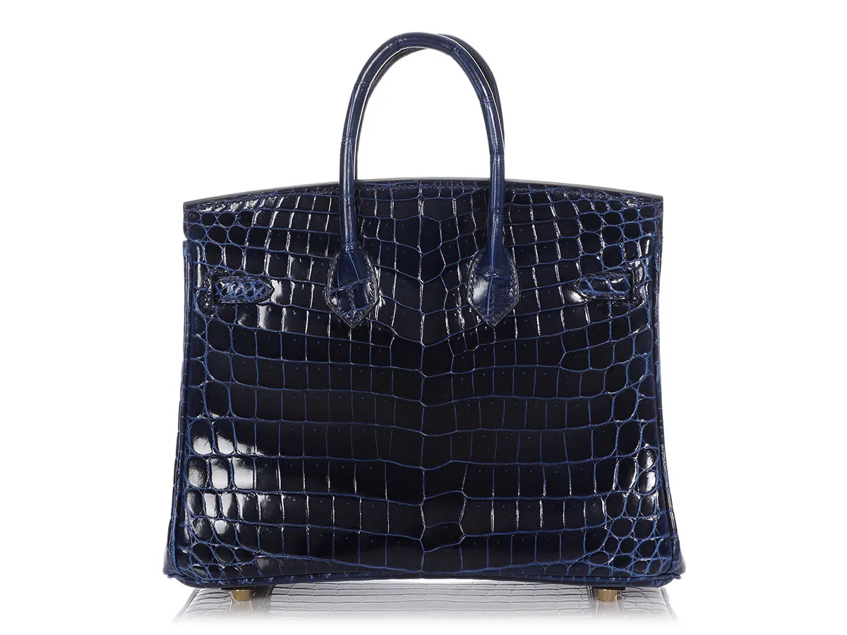 Hermès Bleu Saphir Lissé Niloticus Crocodile Birkin 25
