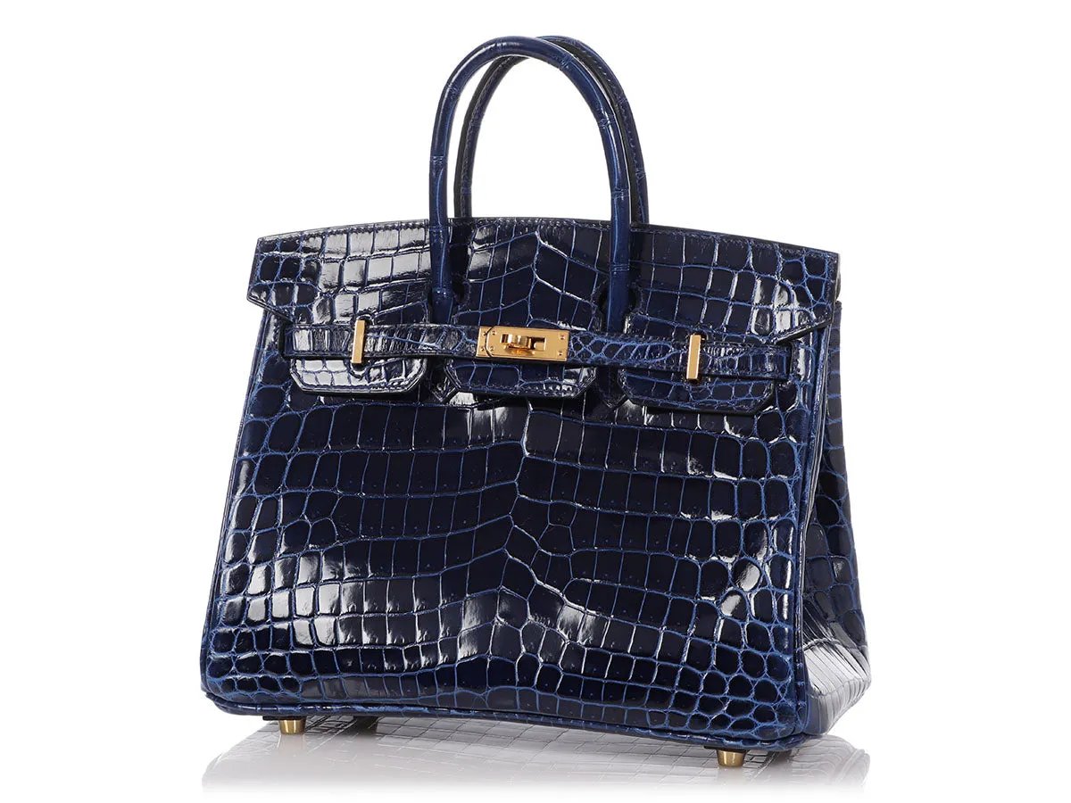 Hermès Bleu Saphir Lissé Niloticus Crocodile Birkin 25