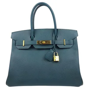 Rare HERMES Birkin 30 Colvert Blue Epsom Bag