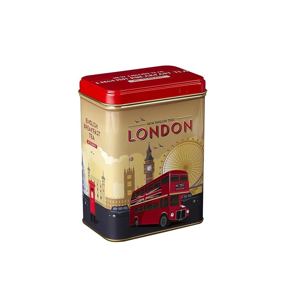 Retro London Travel English Breakfast Tea Tin With 40 Teabags