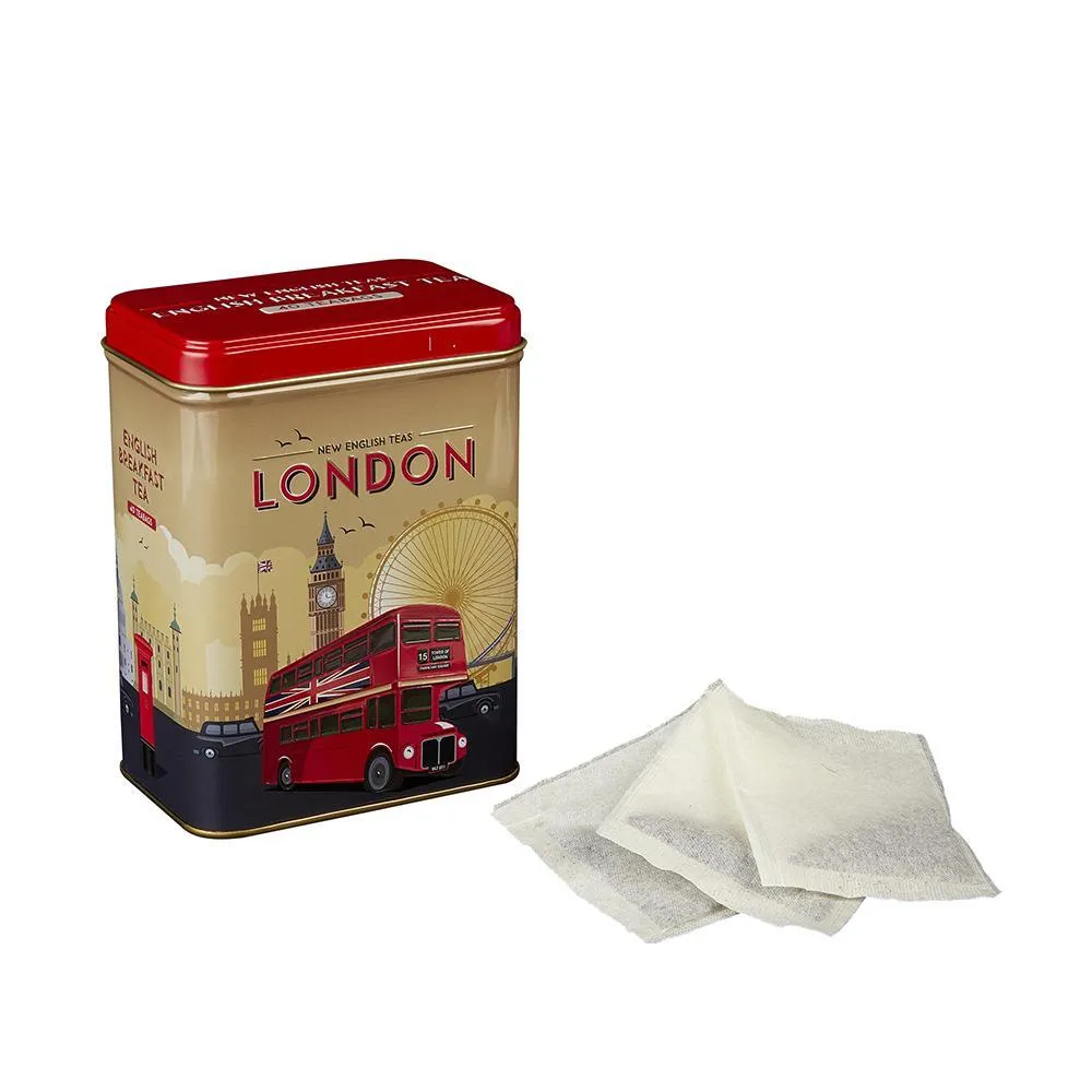 Retro London Travel English Breakfast Tea Tin With 40 Teabags