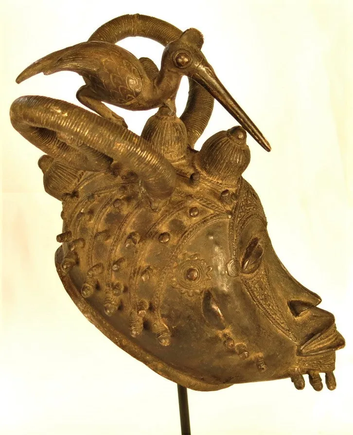 Senufo Bronze Mask with Bird