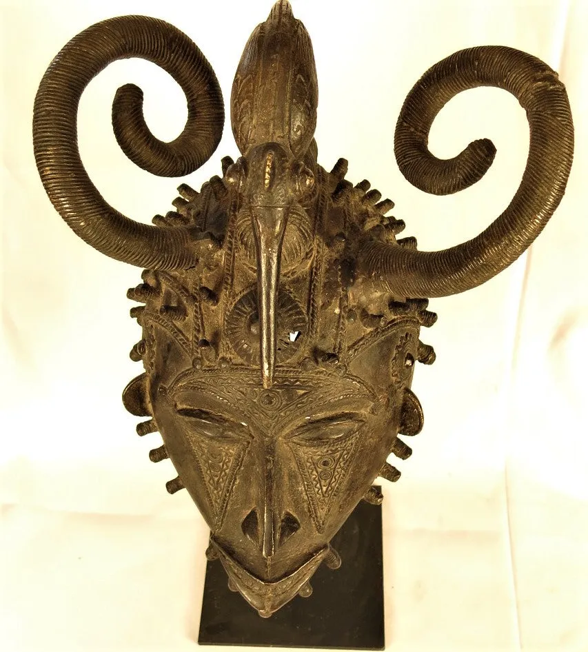 Senufo Bronze Mask with Bird