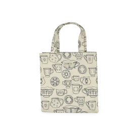 Tall Acrylic Coated Lunch Bag - Cup & Saucer - Cream
