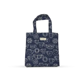 Tall Acrylic Coated Lunch Bag - Cup & Saucer - Navy