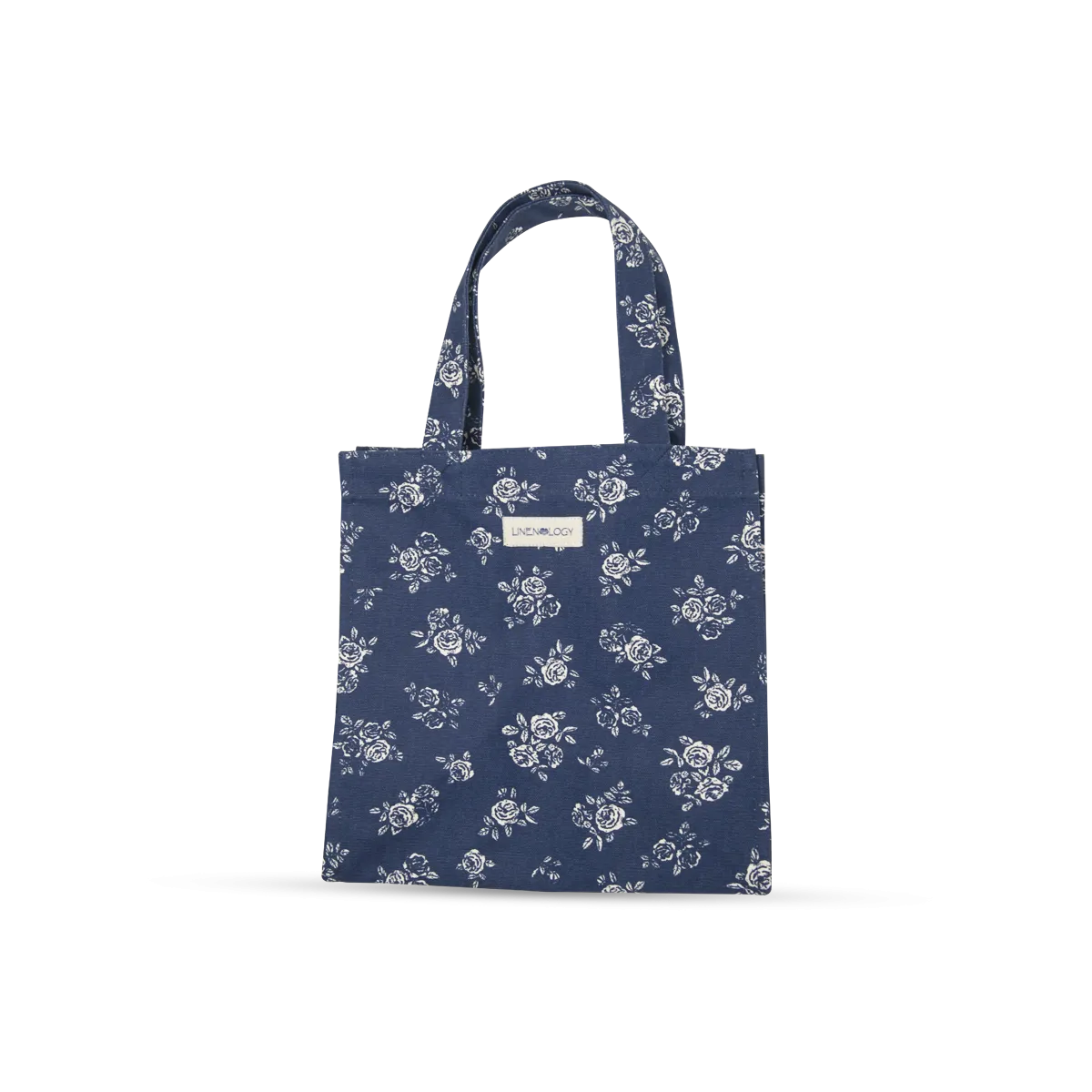 Tall Acrylic Coated Lunch Bag - English Rose - Navy