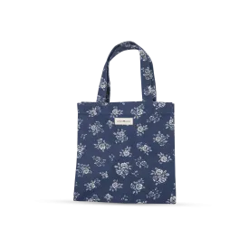 Tall Acrylic Coated Lunch Bag - English Rose - Navy