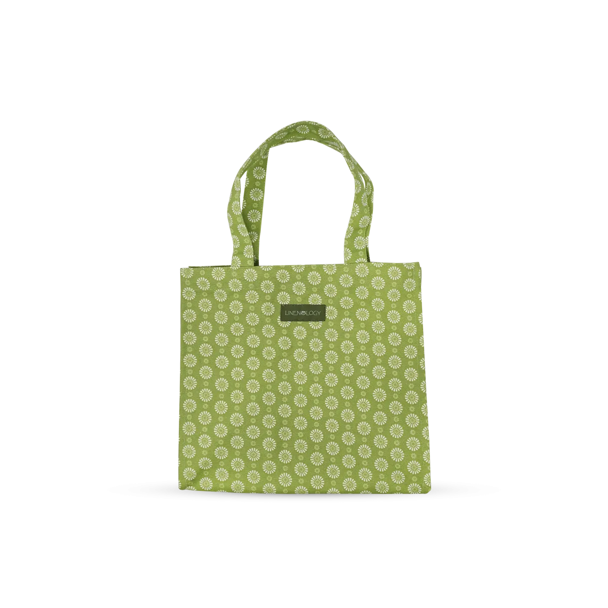 Tall Acrylic Coated Lunch Bag - Geo Lime