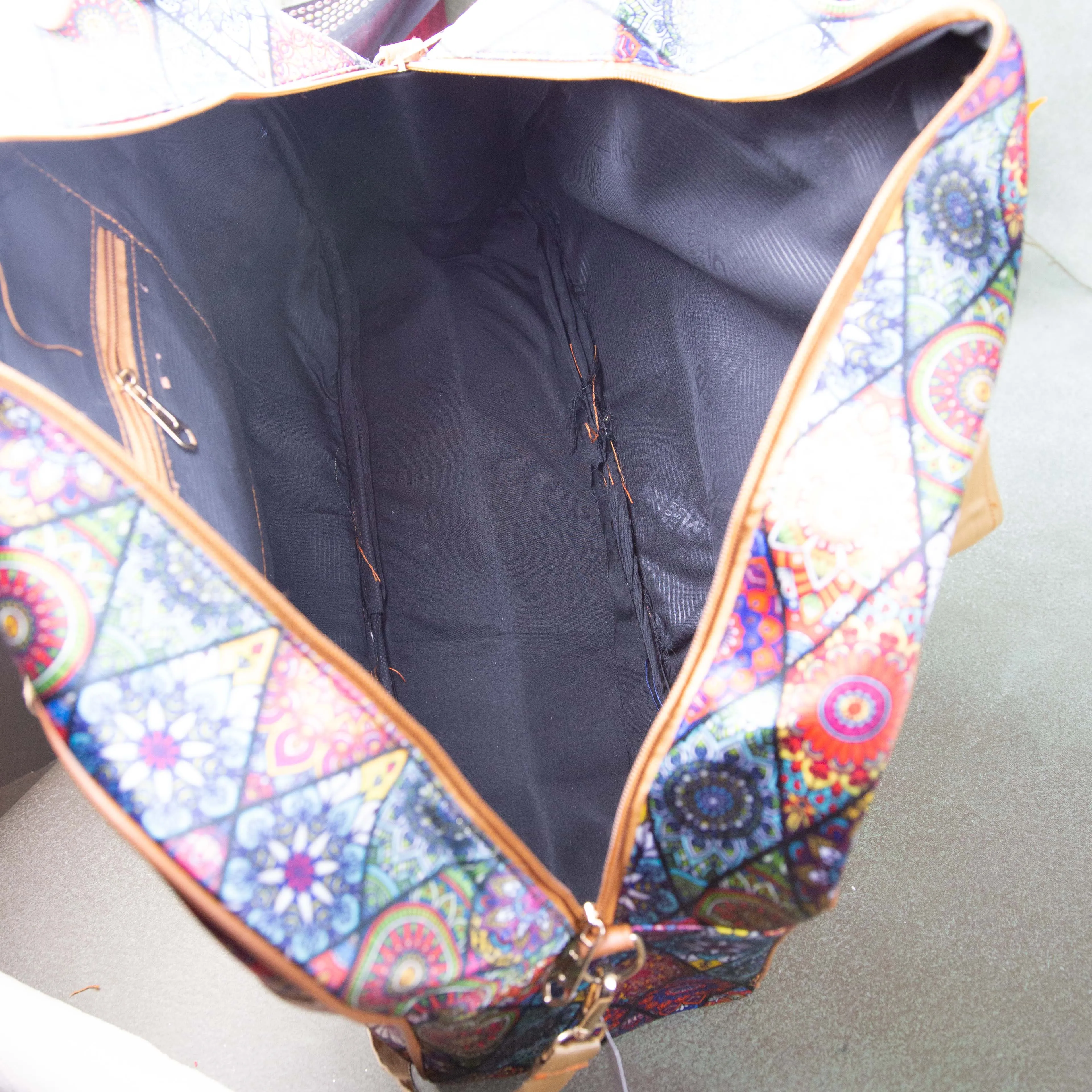 Two Dayer bags Blue with White Flower Design.