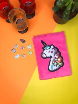 UNICORN with LIght | Fur A5 Size Diary | Ruled page | Bookmark String |