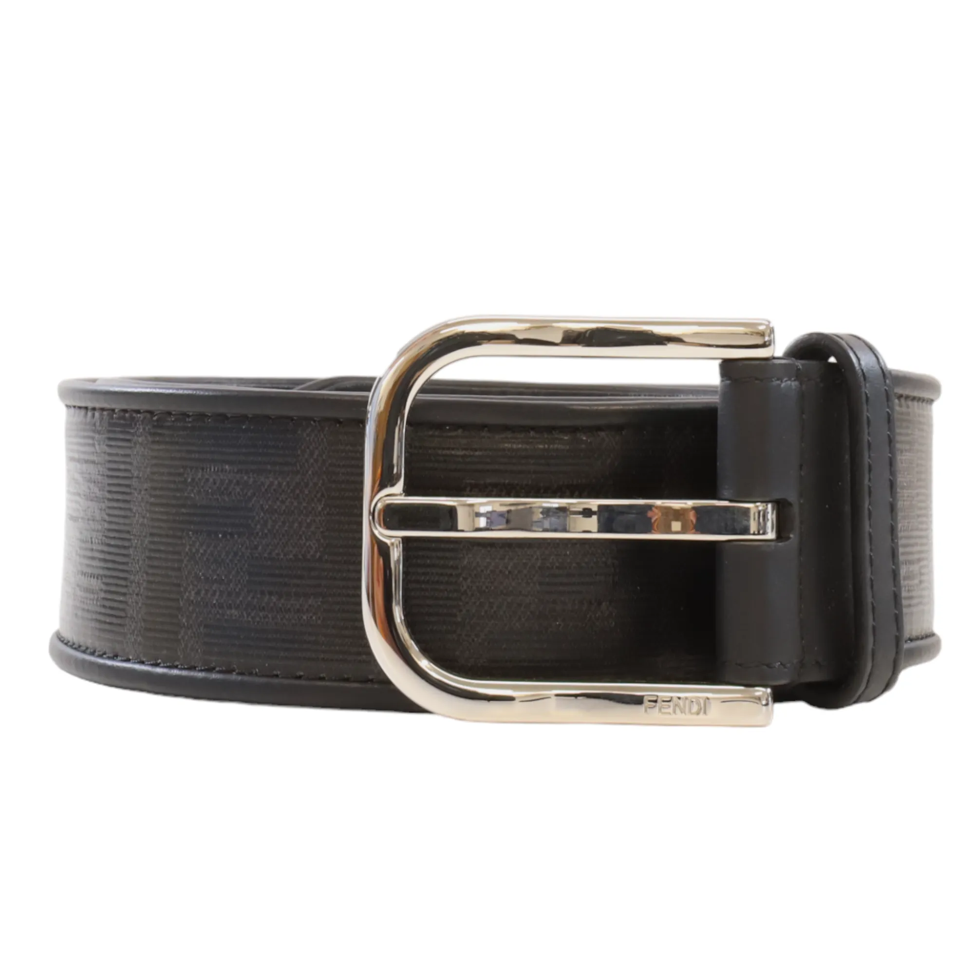 Women's Ff Monogram Canvas Belt Black Size Waist 36"